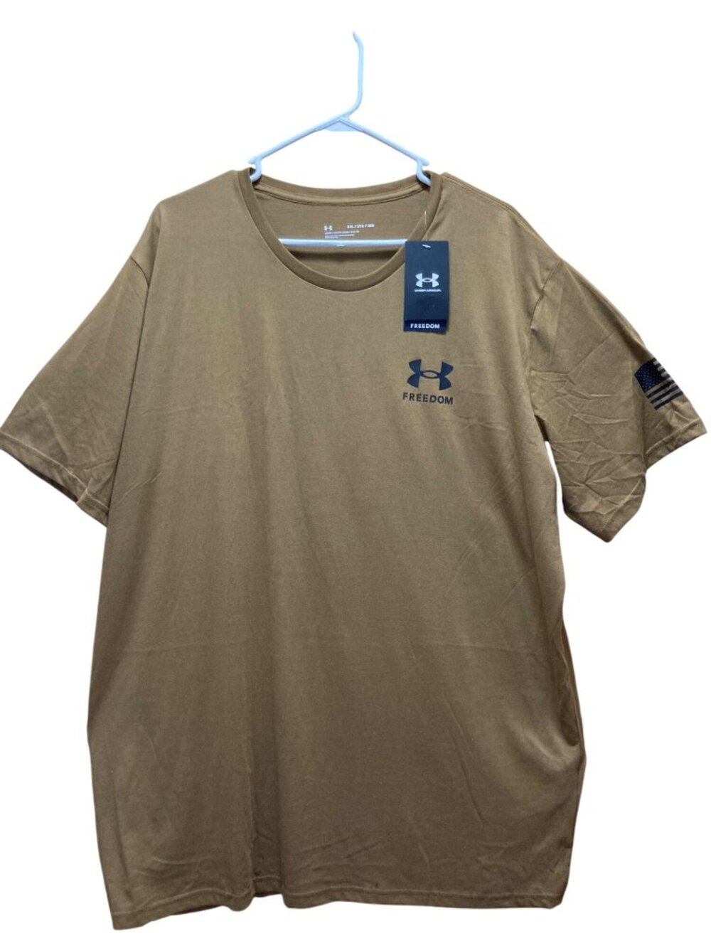 Under Armour Men's New Freedom Flag T-Shirt Brown Crewneck 3XL NEW